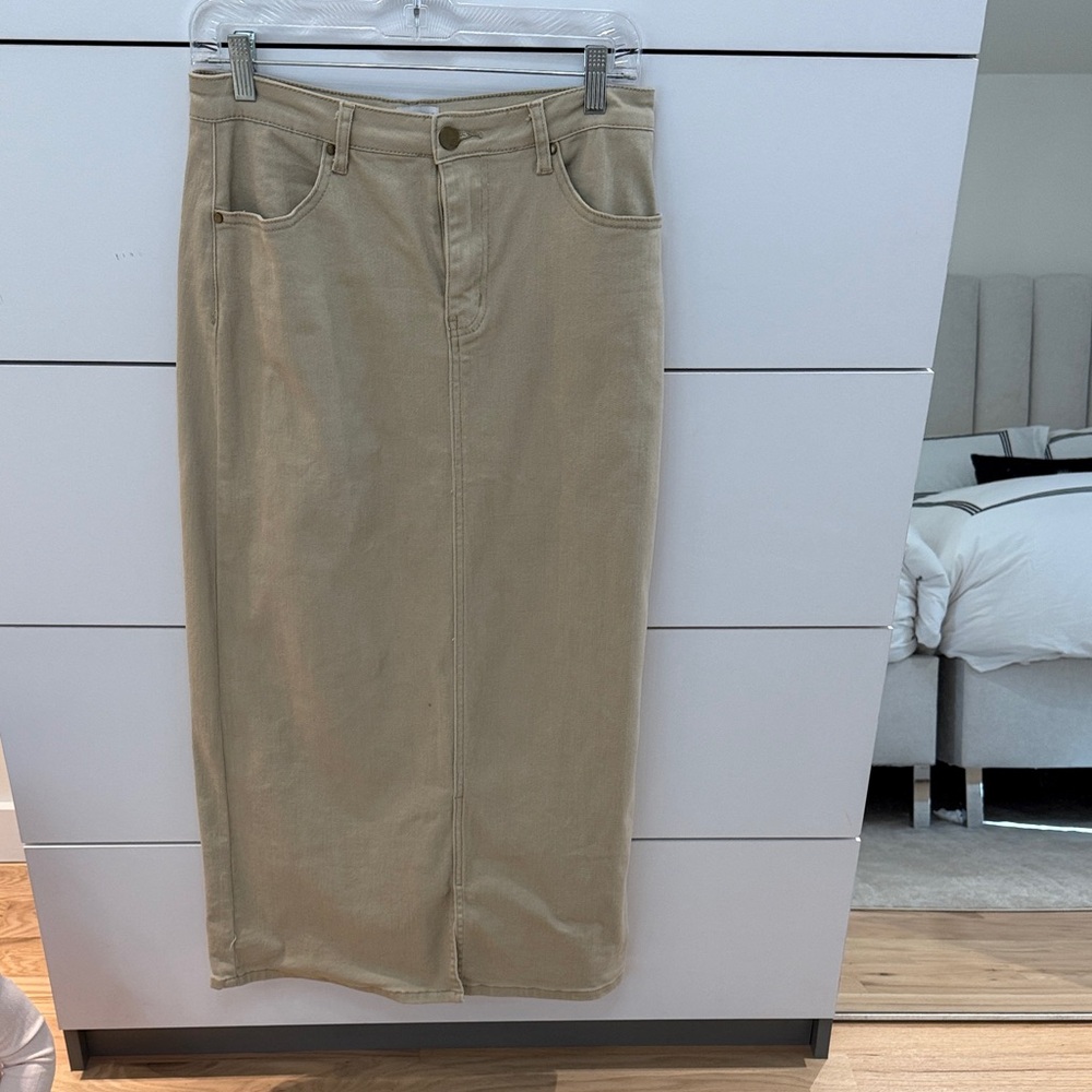 Dress blank Tan Denim Midi Skirt